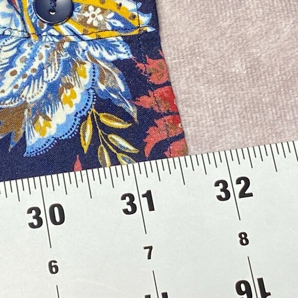 Catherines 2X Plus Size Blue Tunic Long Sleeve Top With Floral Accents - Picture 9 of 9